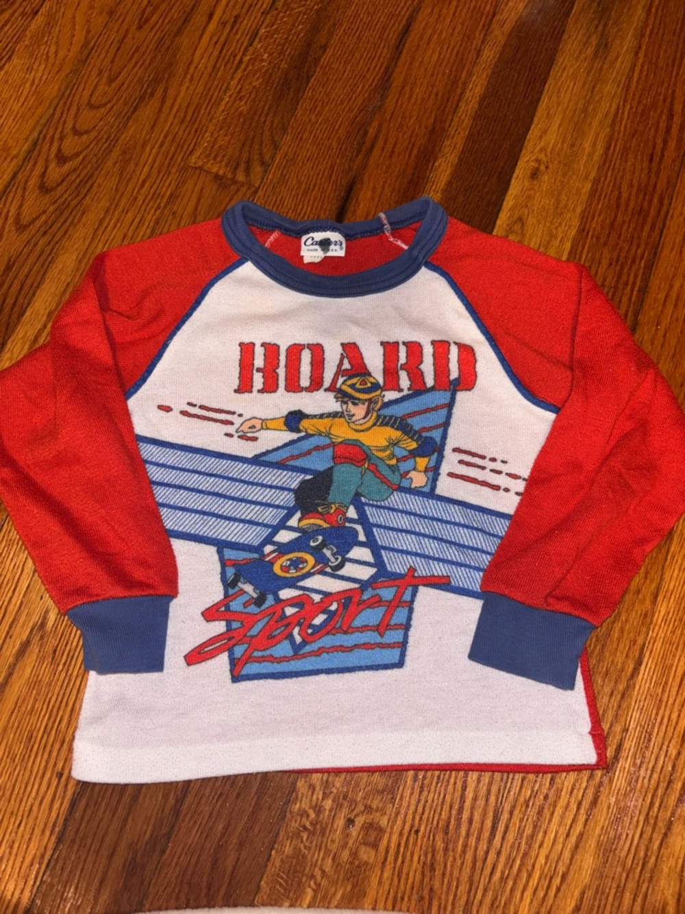 Vintage 80s Carters Kids Long Sleeve Skater Punk Streetwear Shirt Print Size 5